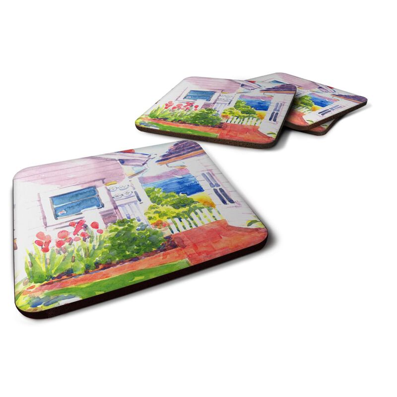 Caroline's Treasures 6125FC Beach View Between the Houses Foam Coasters (Set of 4), 3.5 H x 3.5 W, Multicolor image number 0