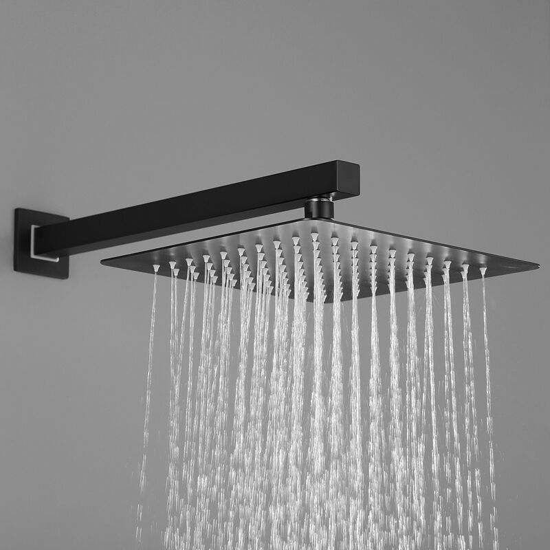 10 Inch Shower Head Bathroom Luxury Rain Mixer Shower Complete Combo Set Wall Mounted, Black