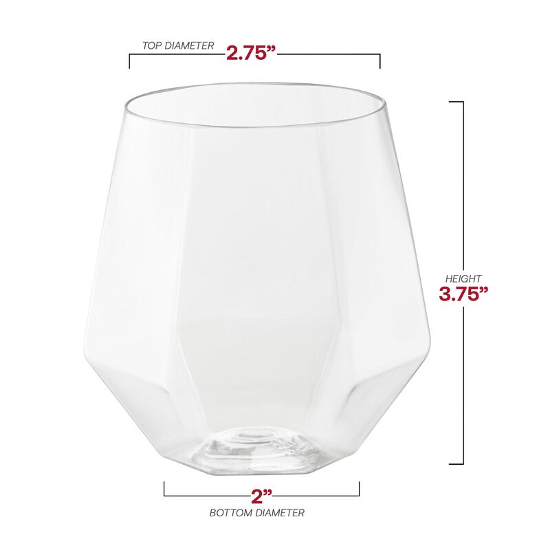 12 oz. Clear Hexagonal Stemless Plastic Wine Goblets (64 Glasses) image number 4