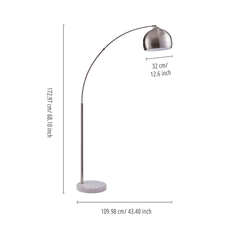 Arquer Arc 68" Metal Floor Lamp with Bell Shade, Polished Nickel image number 4