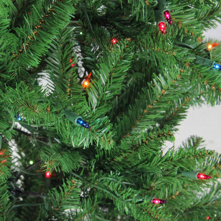 6.5' Pre-Lit Pencil River Fir Artificial Christmas Tree - Multicolor Lights