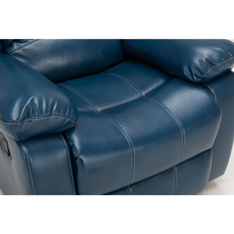 Comfort Pointe Clifton Navy Blue Leather Gel Glider Rocker Recliner