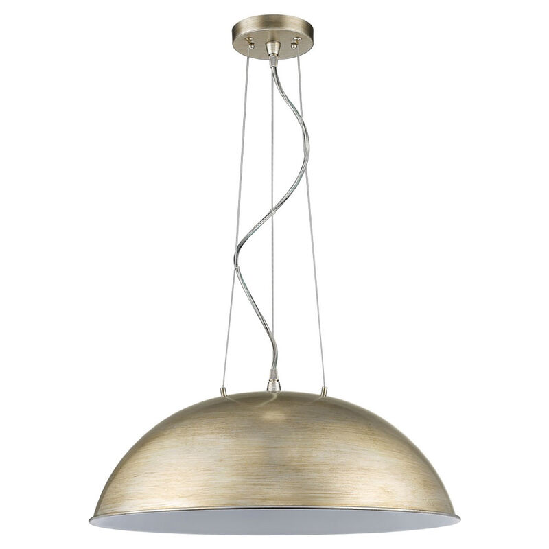 Hivvago Layla 1-Light Washed Gold Bowl Pendant With Gloss White Interior Shade