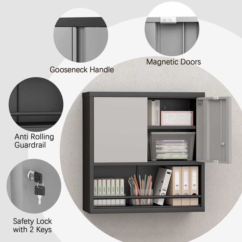 Metal Adjustable 2 Doors Metal Kitchen Pantry Cabinet With Adjustable Shelves image number 3