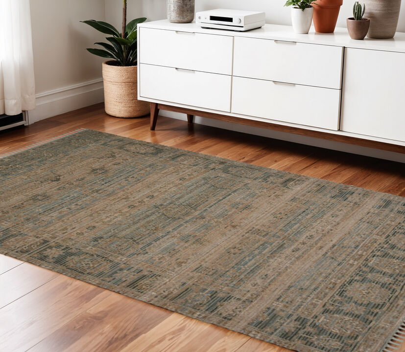HomeRoots Oriental Hand Woven Area Rug With Fringe