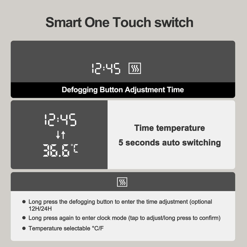 ELEMENT ACE Advanced LED Bathroom Mirror with Smart Display Features image number 8