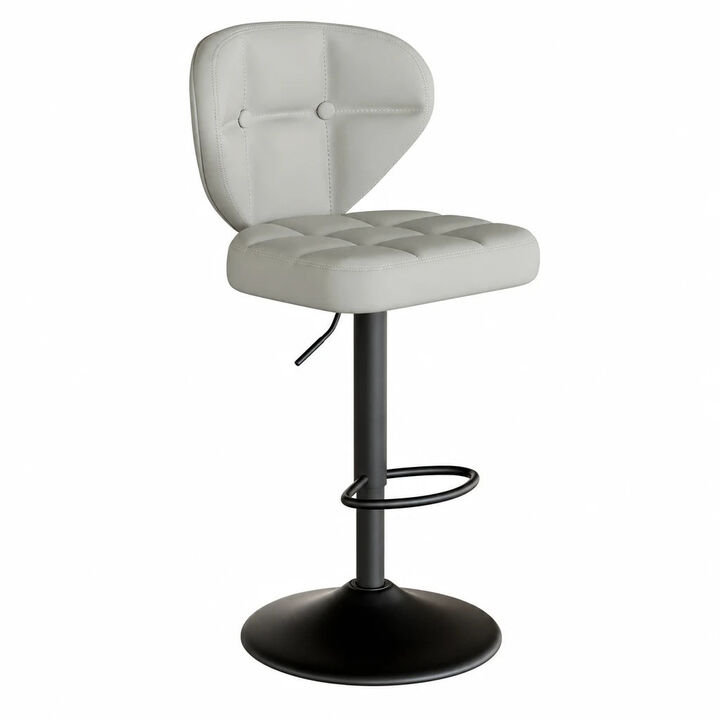 PU Leather Swivel Bar Stools Set of 2, Modern Hydraulic Adjustable Counter Height Stools, Steady Water Resistant Iron Frame 360&deg; Kitchen Island Chairs