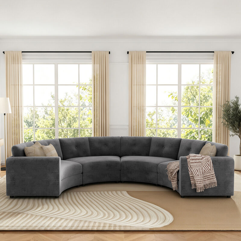 Merax Curved Modular Sectional Sofa with Customizable Layout, High-Resilience Foam & Pocket Spring Seats image number 2