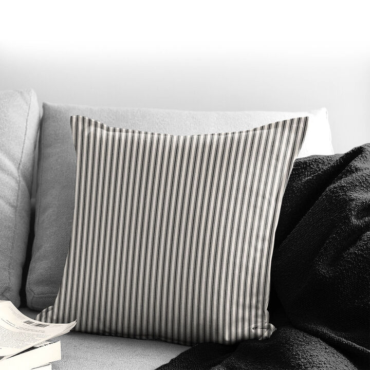6ix Tailors Fine Linens Cruz Ticking Stripes Black/Linen Decorative Throw Pillows