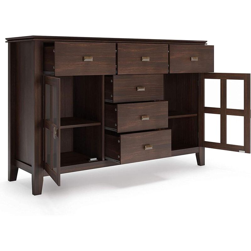 ShipItFurniture Chestnut Brown Contemporary Sideboard With Glass Doors image number 4