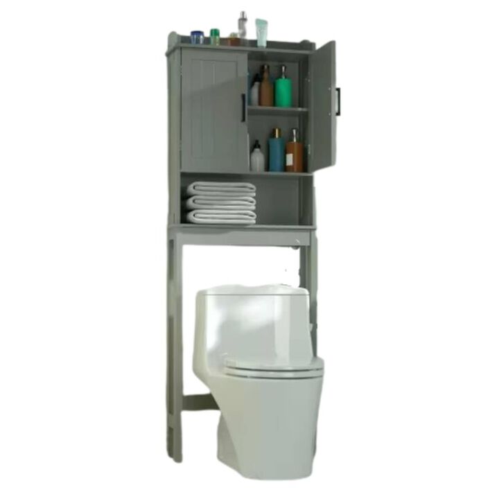 Hivvago Over the Toilet Bathroom Storage Cabinet Shelving Unit in White Wood Finish