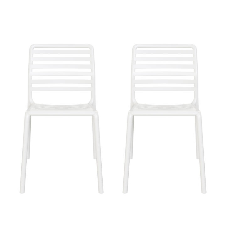 WestinTrends Outdoor Stackable Polypropylene Plastic Resin Dining Side Chairs (Set of 2)