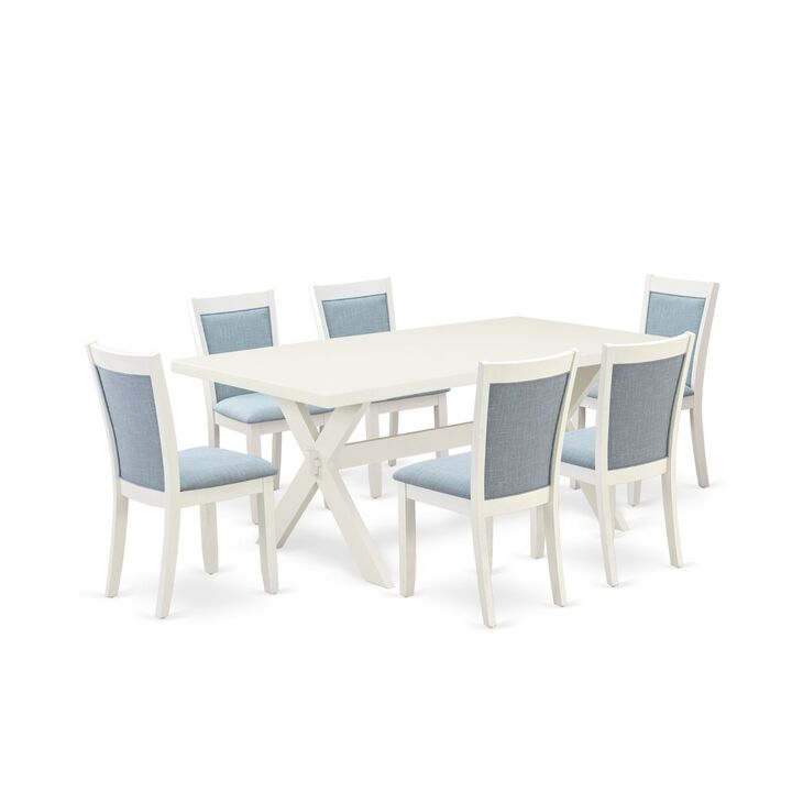 East West Furniture X027MZ015-7 7Pc Dining Set - Rectangular Table and 6 Parson Chairs - Multi-Color Color