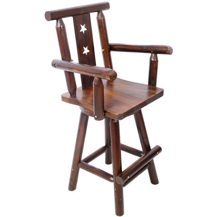 Streamdale Rustic Wood Bar Stool with Star Backrest