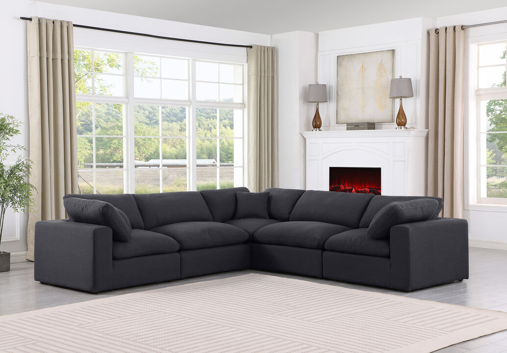 Meridian Furniture Comfy Black Linen Textured Fabric Modular Sectional
