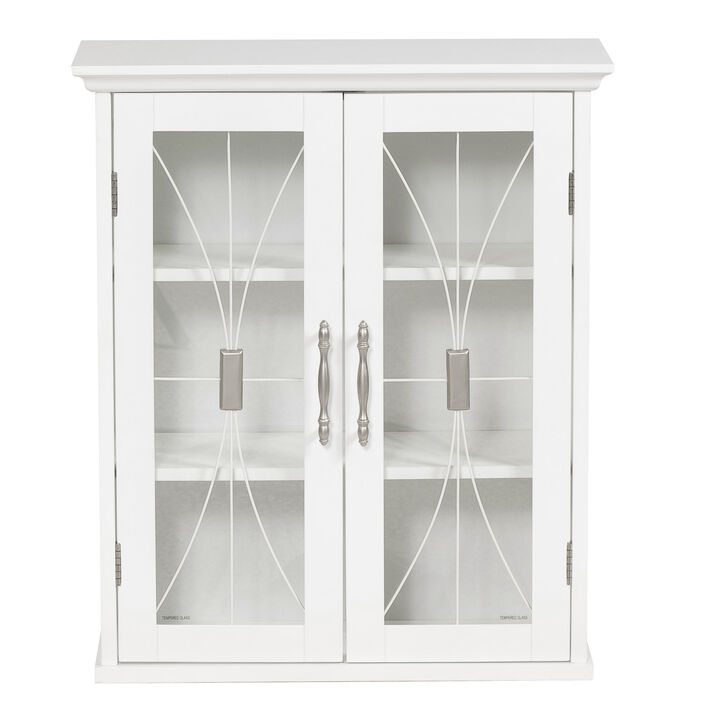 Teamson Home Delaney Removable Wooden Wall Cabinet with 2 Doors- White