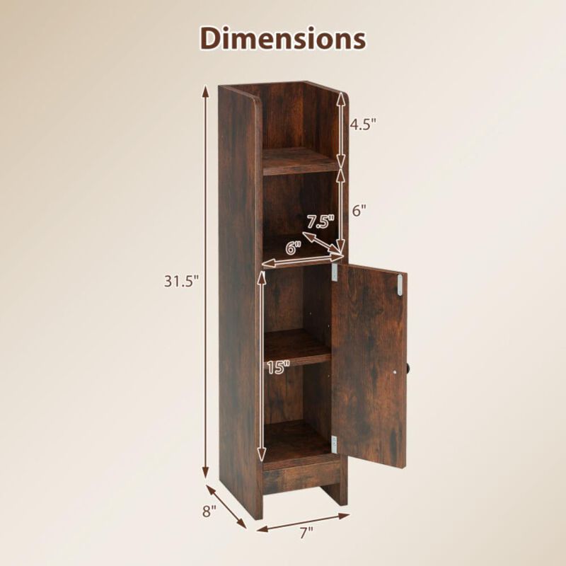 Hivvago Bathroom Slim Cabinet Corner with Door and Adjustable Shelf