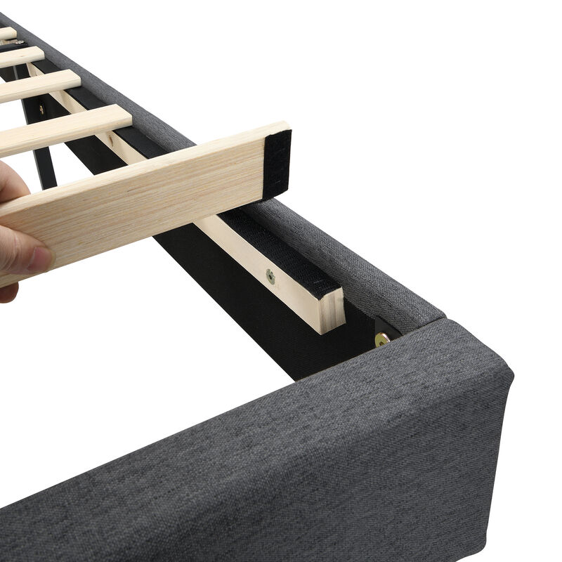 Merax Bed Frame with Storage Headboard & Built-In Charging