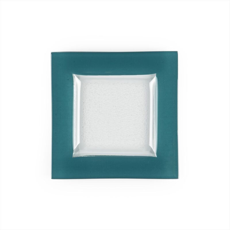 Turgla Fusion Glass 6" x 6" Square Blue Glass Plate (Set of 4) image number 1