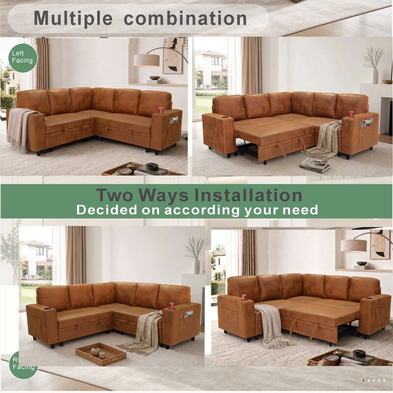 Lelork L-Shape Sectional Sleeper sofa image number 4