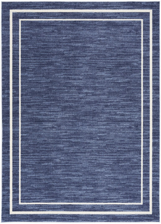 HomeRoots 4' X 6' Navy Blue And Ivory Indoor Outdoor Area Rug