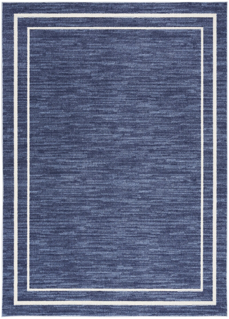 HomeRoots 7' X 10' Navy Blue And Ivory Indoor Outdoor Area Rug image number 2