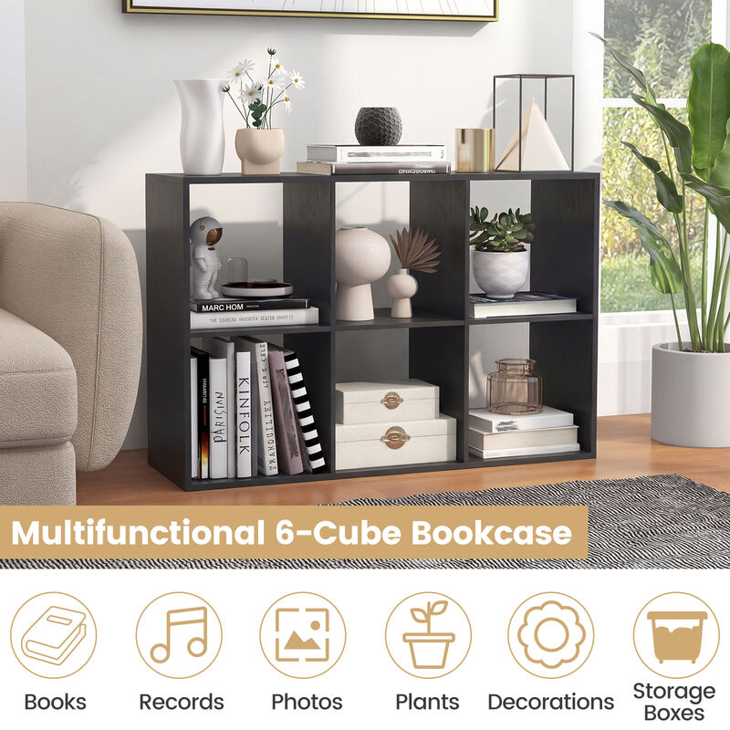 Large 6 Cube Storage Shelf with Back Guardrail for Bedroom image number 5