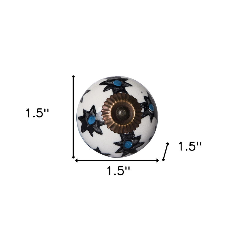 HomeRoots Set of Eight Black And White Ceramic And Metal Drawer Pull Knobs image number 4