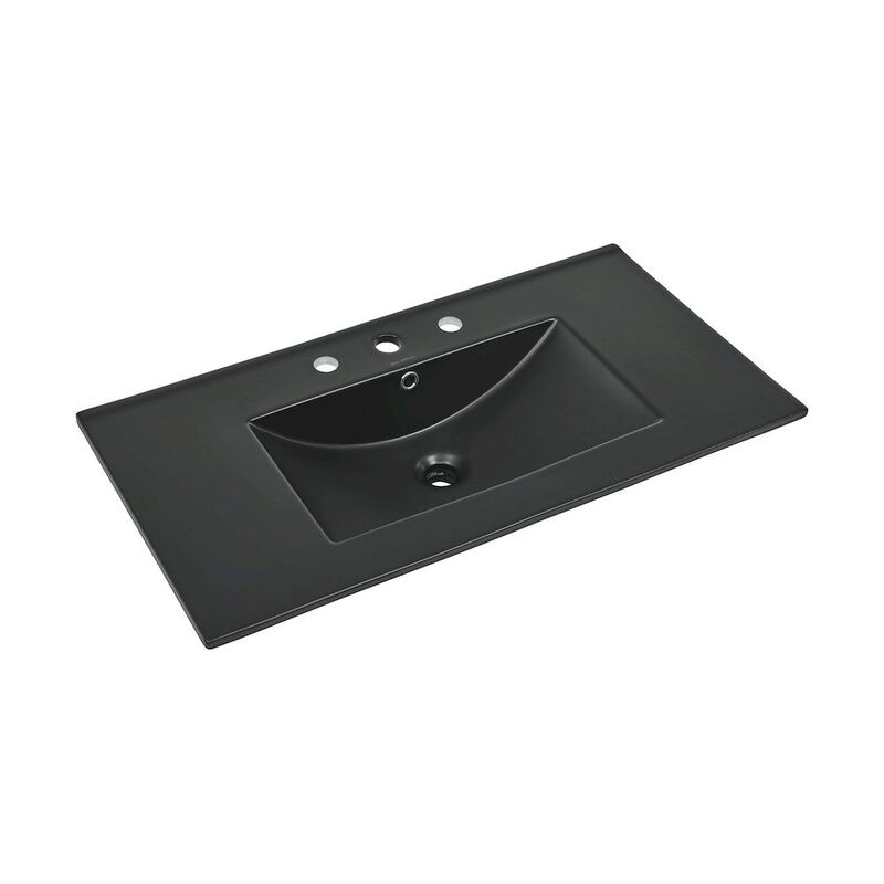 36" Ceramic Vanity Top with Three Faucet Holes image number 6