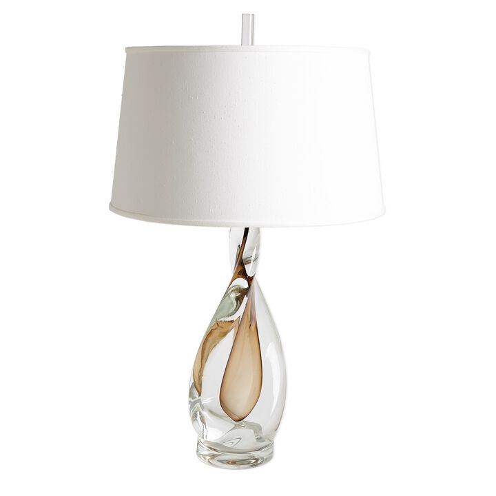 Amber Twist Lamp with Silk Shade
