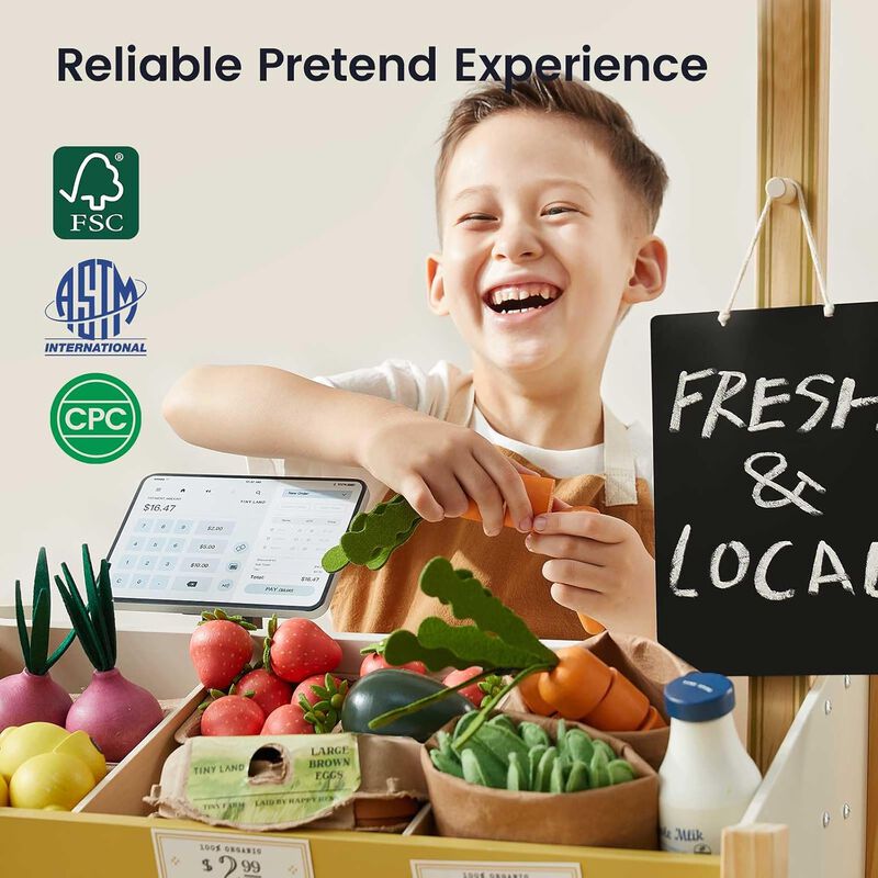 Wooden Play Store Pretend Grocery Store Role Play Toy image number 4