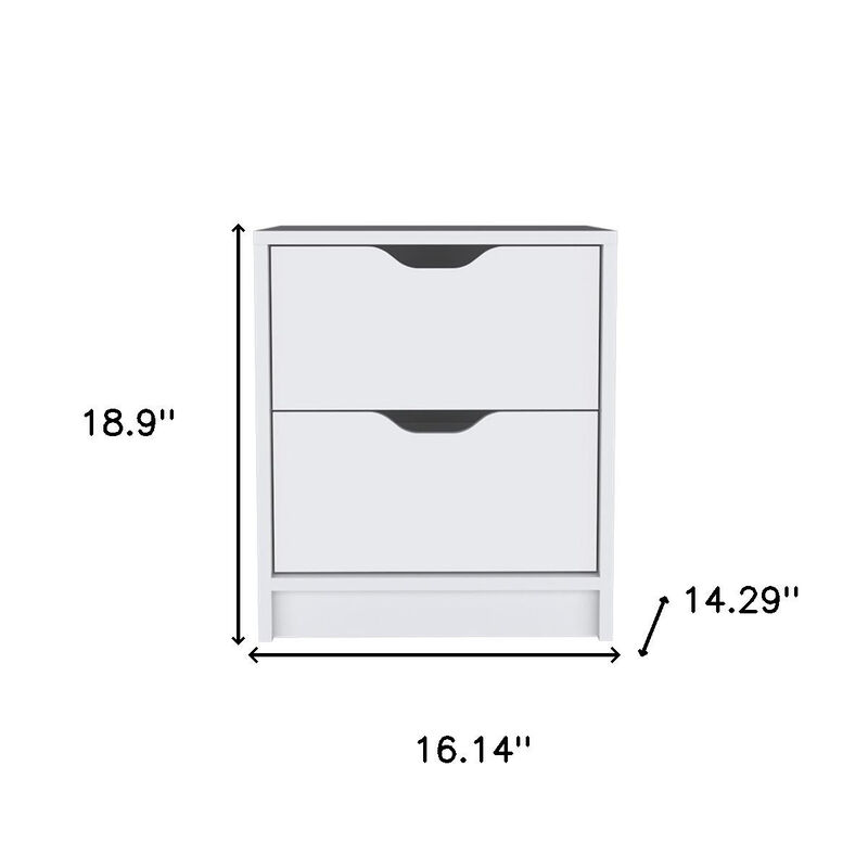 Wood-Style Nightstand with 2 Drawers – Faux Wood Bedside Table