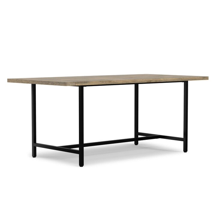Campbell 72 inch x 36 inch Rectangle Modern Industrial Dining Table in Grey Wash
