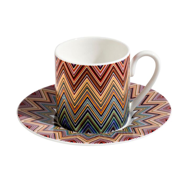 Coffee Cup & Saucer ZIG ZAG JARRIS 156 Set of 2, cup diam. 2.36", H 2.4", saucer diam. 4.72"