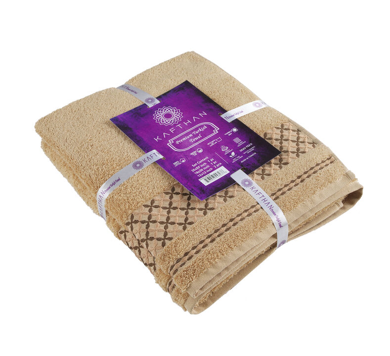 KAFTHAN Textile Plaid Turkish Cotton Bath Towels (Set of 4)