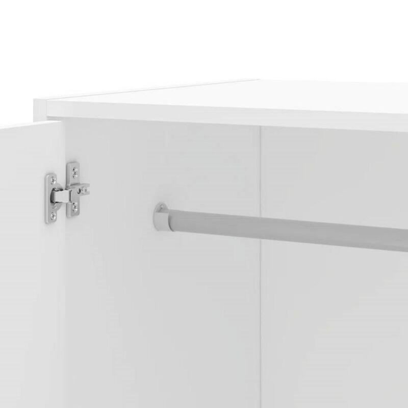 Modern 2-Door Wardrobe Armoire Cabinet with Clothes Hanging Rod