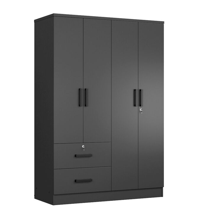 4 Doors Wardrobe 2 Drawers with Shelves 48 inch Wide and 72 high
