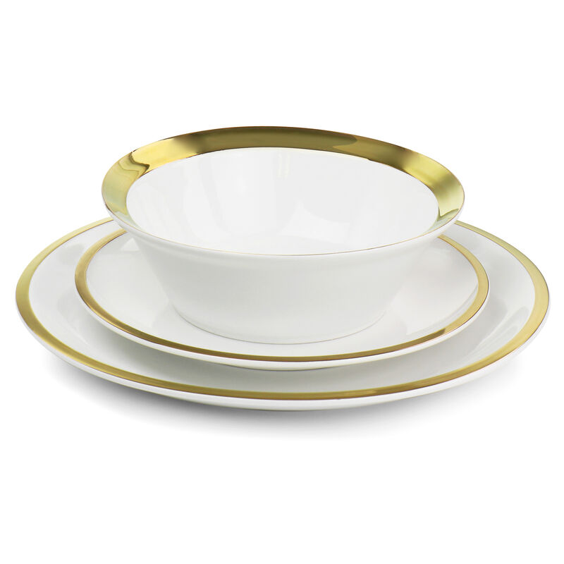 Gibson Home Premier Gold Fine Ceramic 12 Piece Dinnerware Set