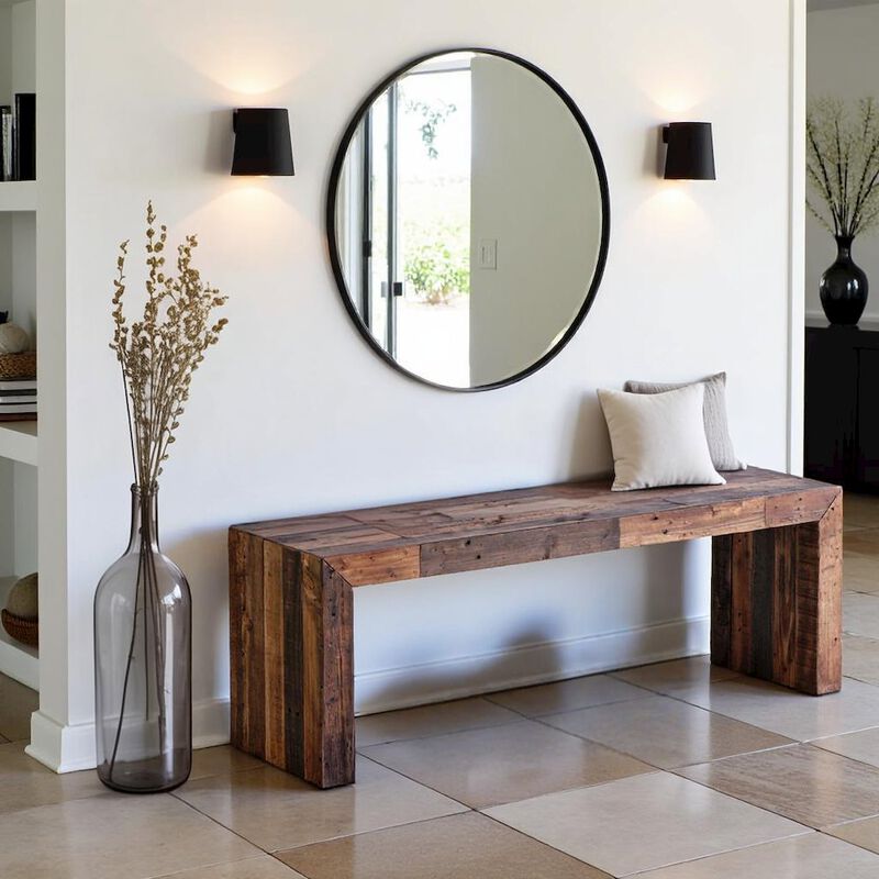 Starlight Canyon Home Vintage Wood Bench, Sturdy Entry Way Bench with Antique Finish image number 5