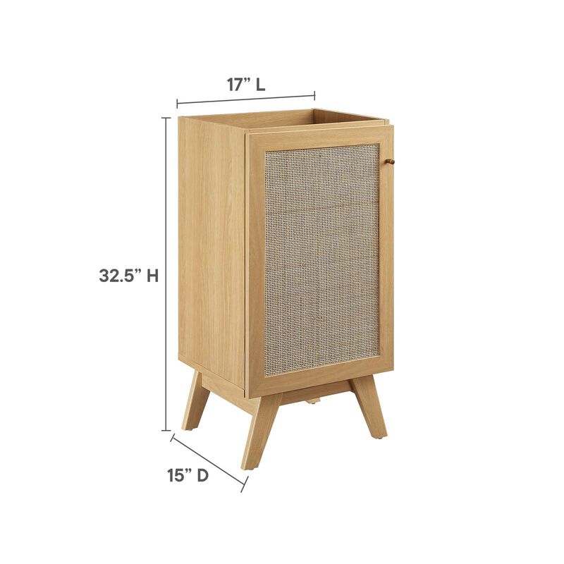 Modway Soma Rattan Weave Bathroom Vanity Cabinet (Sink Basin Not Included), 18 Inch, Oak image number 2