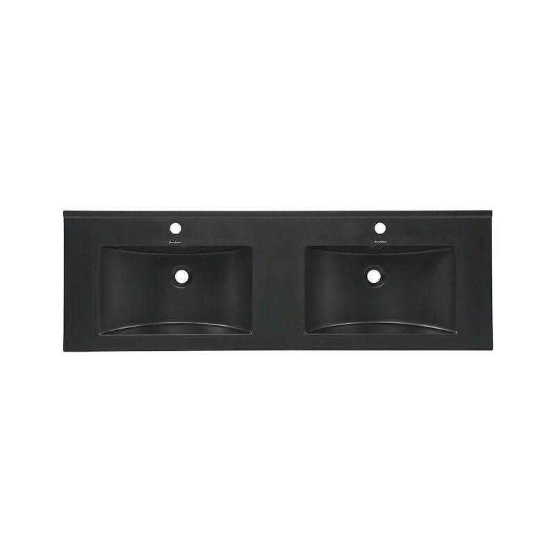 48" Double Basin Vanity Sink Top in Matte Black image number 1
