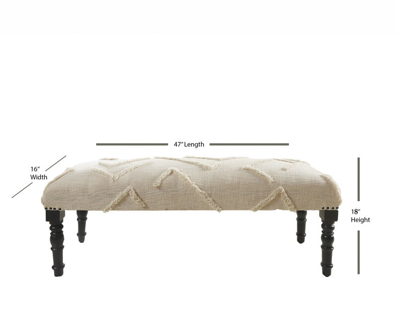 Fashionable Upholstered Bench &ndash; Decorative Abstract Fabric with Wood Support