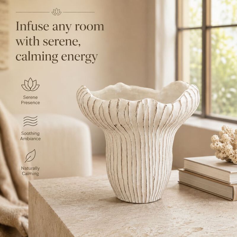 WOW PIONEER 9.3x9x8.7" Sand and Cement Coral Planter with Textured Beige Finish image number 4