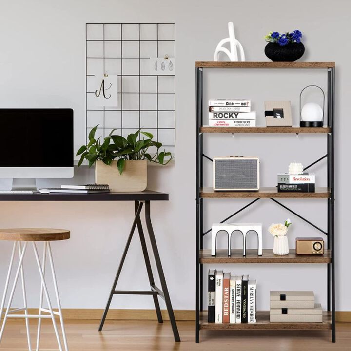 5-Tier Industrial Bookshelf Display Storage Rack