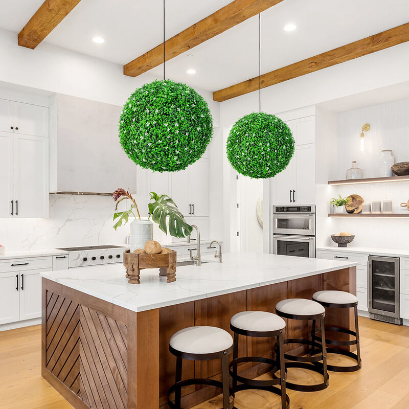 Holly Artificial Topiary Balls Faux Boxwood Balls Set of 2