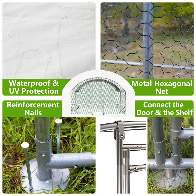 Large Chicken Coop Metal Chicken Run with Waterproof and Anti-UV Cover image number 5