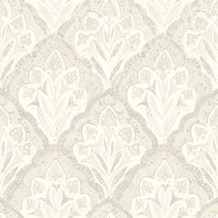 Mimir Dove Quilted Damask Wallpaper