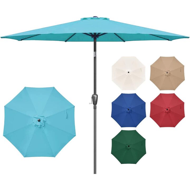 Simple Deluxe 9' Patio Umbrella Outdoor Table Market Yard Umbrella with PUsh Button Tilt/Crank, 8 Sturdy Ribs for Garden, Deck, Backyard, Pool, Turquoise