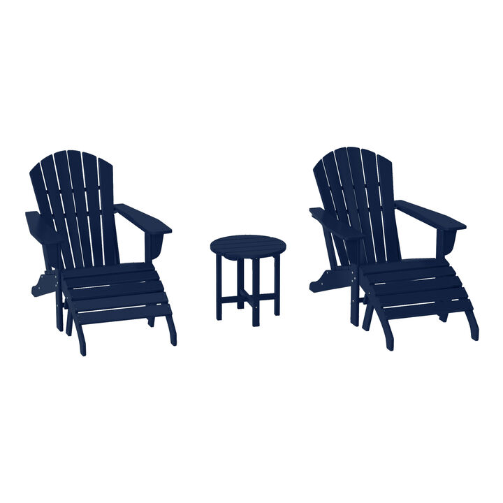WestinTrends Outdoor Adirondack Chair With Ottoman And Side Table 5-Piece Set