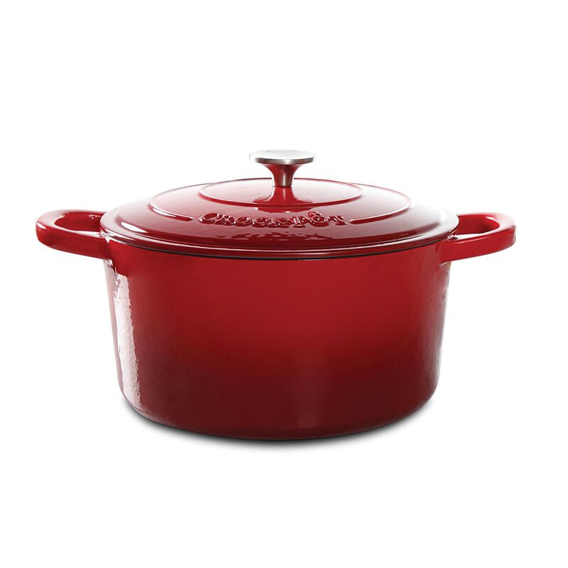 Crock Pot Artisan 7 Quart Oval Enameled Cast Iron Dutch Oven in Scarlet Red